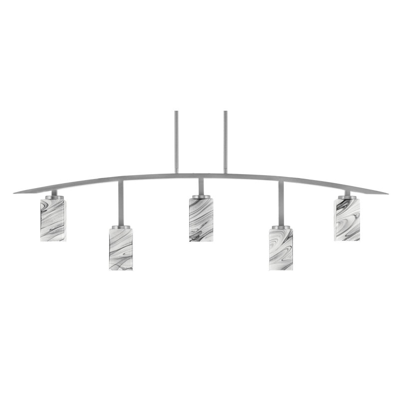 Barre d'éclairage 5 lumières kurve au fini graphite avec verre de 3,5 po, Noir / blanc