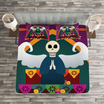 Adaiyah Purple/Green Microfibre Bedspread Set