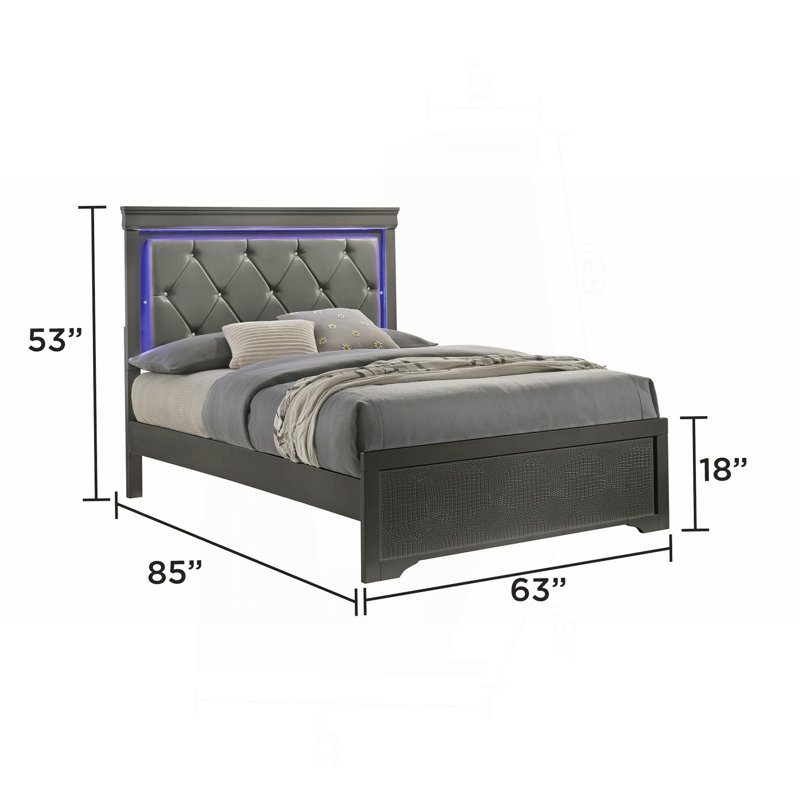 Ensemble de chambre avec grand lit 4 pièces avec tête de lit à DEL Blaze