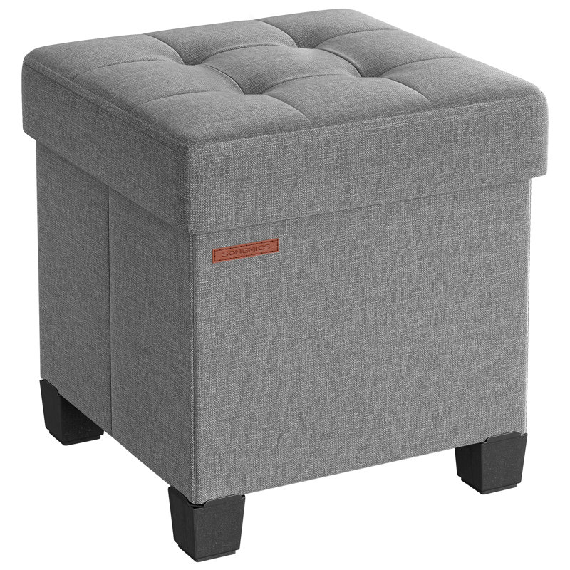 38cm Wide Ottoman, Grey Polyester
