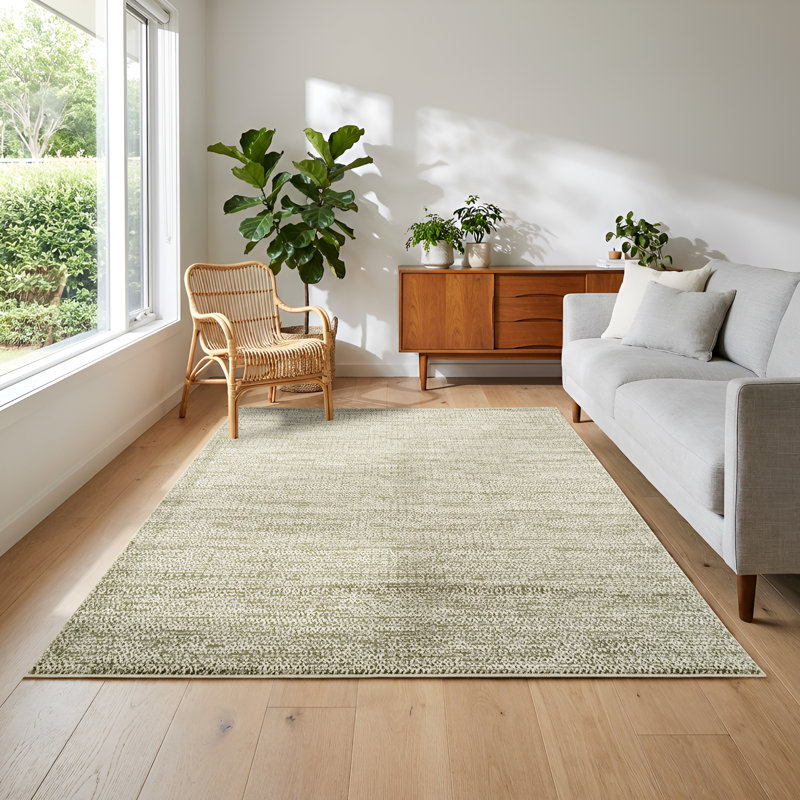 High-Low Preston Rug, Rectangle 8'9" x 11' 10", Ivory/Gray/Green