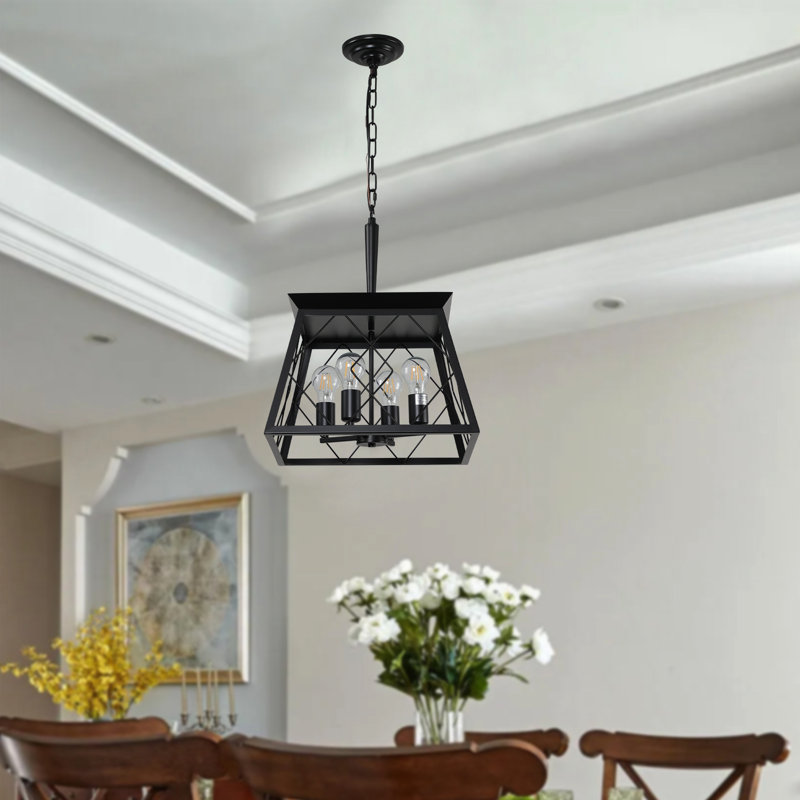 4- Pour la salle à manger, noir, corrosion, chaîne à hauteur réglable, luminaire de style rétro, ampoule non incluse avec la lampe antirouille, sans ampoules fournies