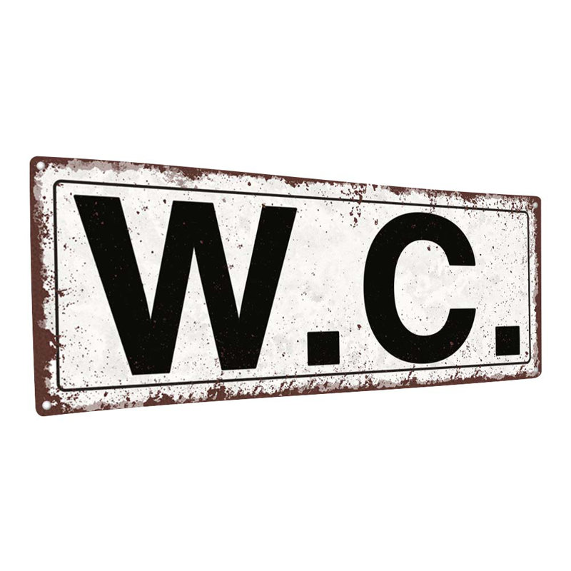 "W.C Metal Sign" sur métal, H 11,5 po x l 31 po
