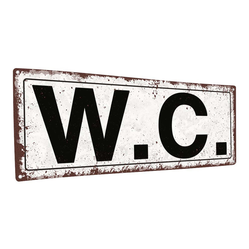 "W.C Metal Sign" sur métal, H 5,75 po x l 15,5 po