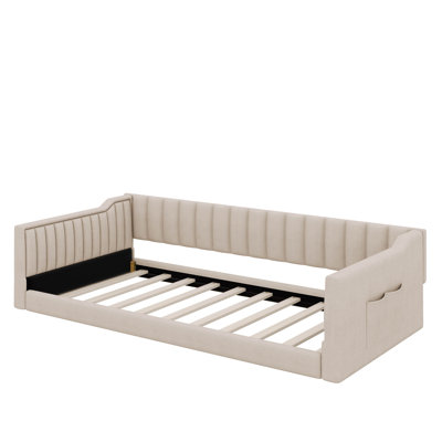 Twin XL Upholstery Daybed With Side Storage Pocket