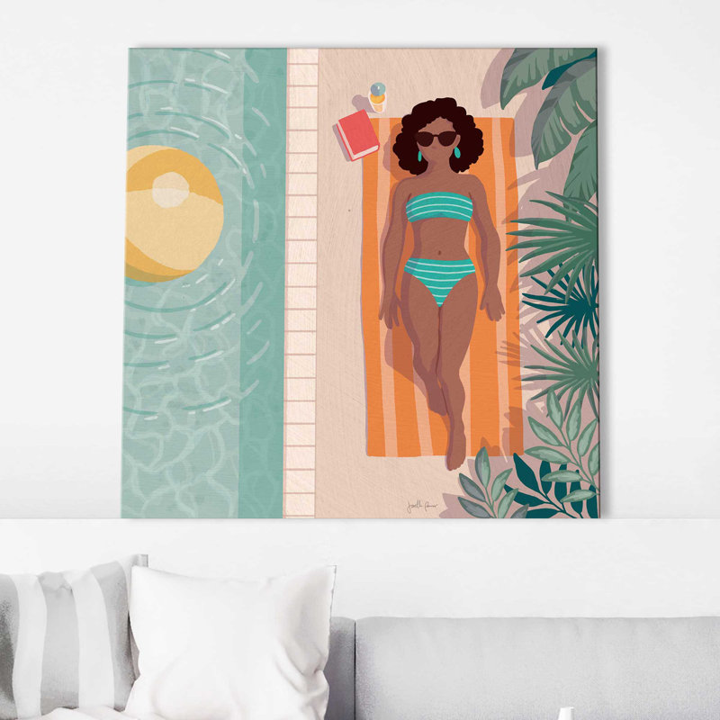 Beach Babes III - Peinture, L 24 po x H 24 po, Toile tendue