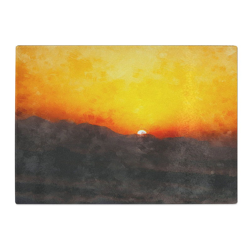 Tempered Glass Indian Sunrise Chopping Board, 28.5 cm x 39 cm
