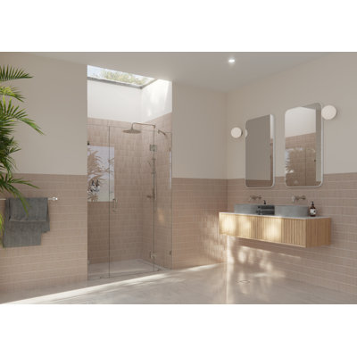 Stellar 48.75 in. W x 78 in. H Fully Frameless 3 Panel Inline Glass Hinged Shower Enclosure