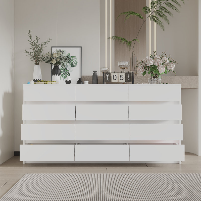 Commode 12 tiroirs Calek, Blanc