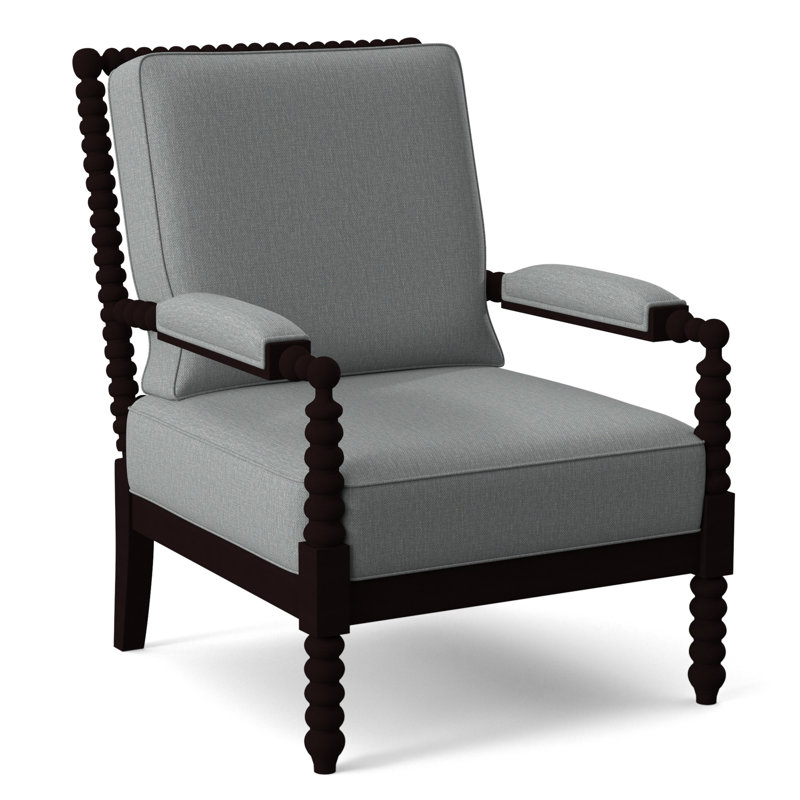 Lind Island 29" Wide Lounge Chair, Sunbrella Beige Pinstripe; 6205-74, Java Finish