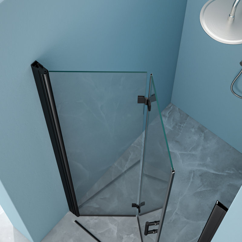 Fold Shower Door, 32"W X 72"H, Matte Black, Slip Surface Black Stable Structure