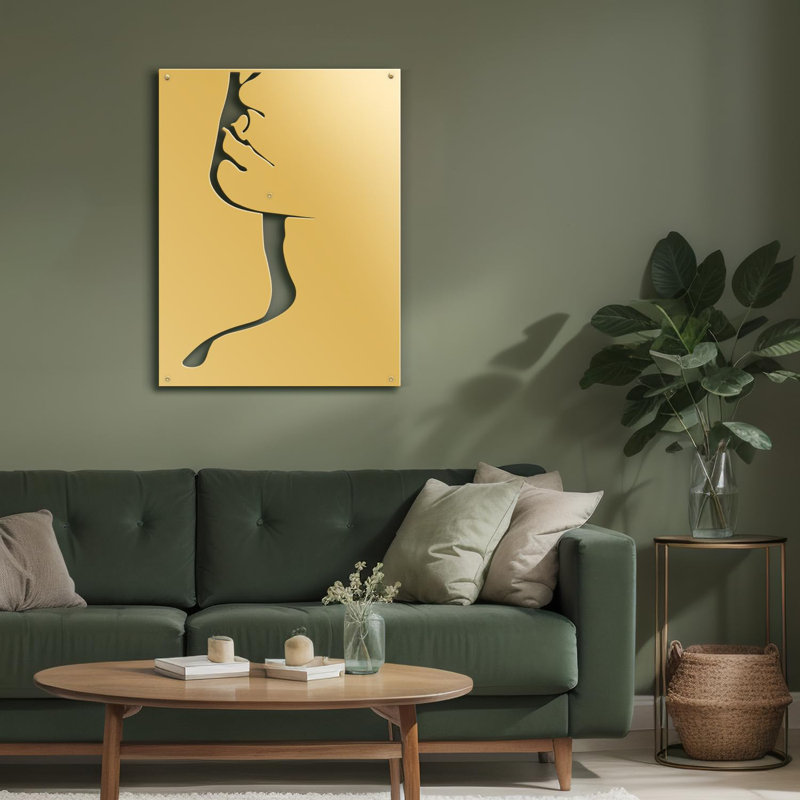 Décoration murale en métal, Or, H 18 po x l 12 po x P 0,05 po