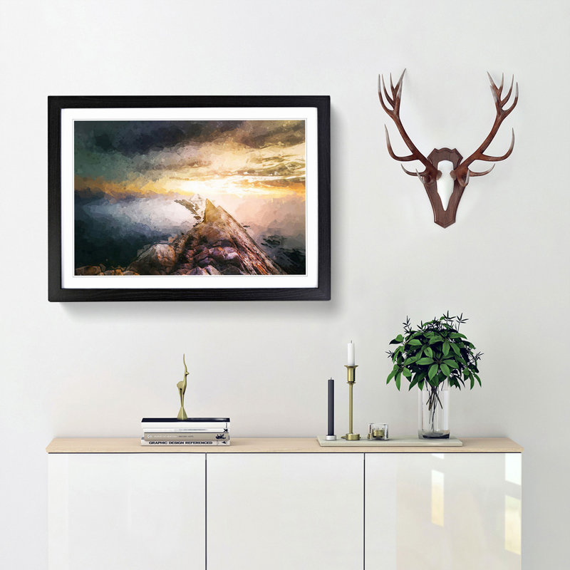 Rocks in the Ocean in Abstract - Picture Frame Graphic Art Print, 60cm H x 91cm W x 2cm D, Black