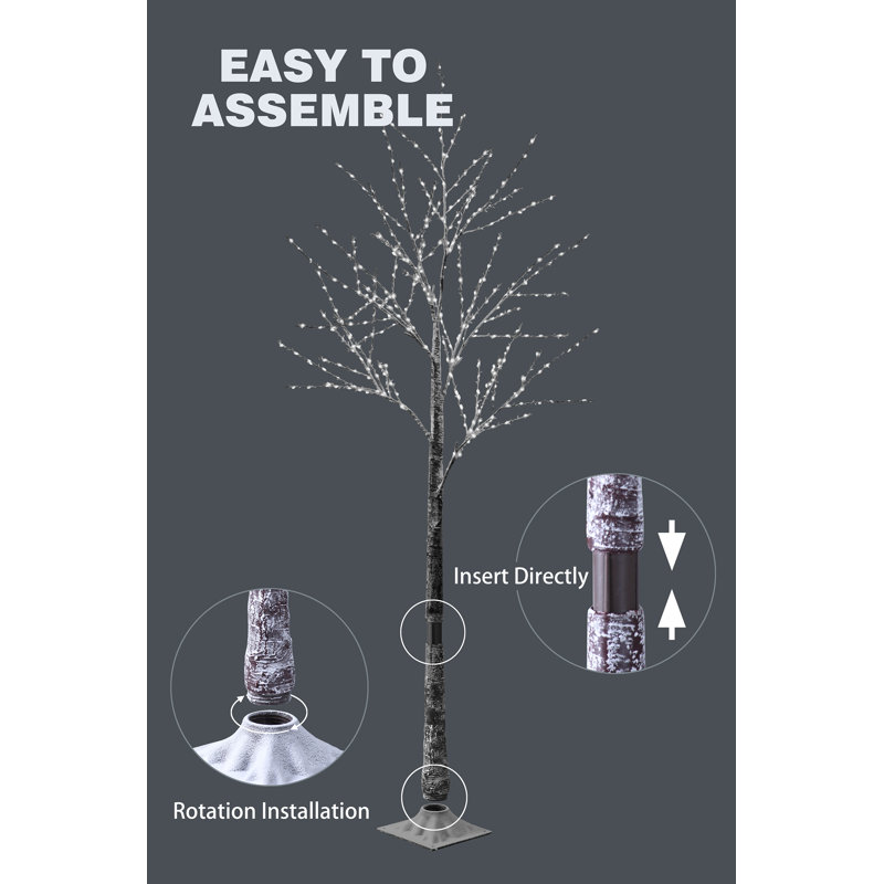 5'' Faux Birch Tree in Freestanding, White