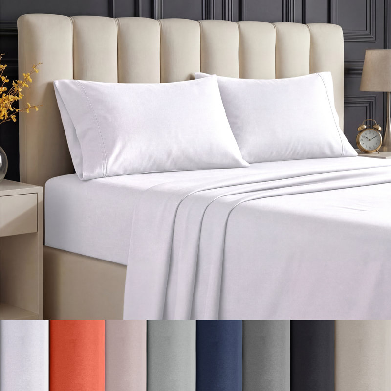 Beddora 4 Piece Bed Sheet Set Bright White – Ultra Soft Double Microfiber, Deep Pocket Fitted Sheet, Wrinkle & Fade Resistant, Hotel Quality Bedding, Breathable & Durable