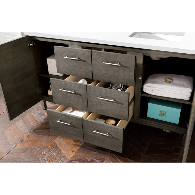 Metropolitan 60'' W Double Vanity, Silver Oak, Arctic Fall