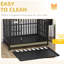 Cage pour chien avec structure en métal et roues rotatives verrouillables Base de chenil robuste amovible et lavable, 45 po x 29,5 po x 35 po, pour les grandes races