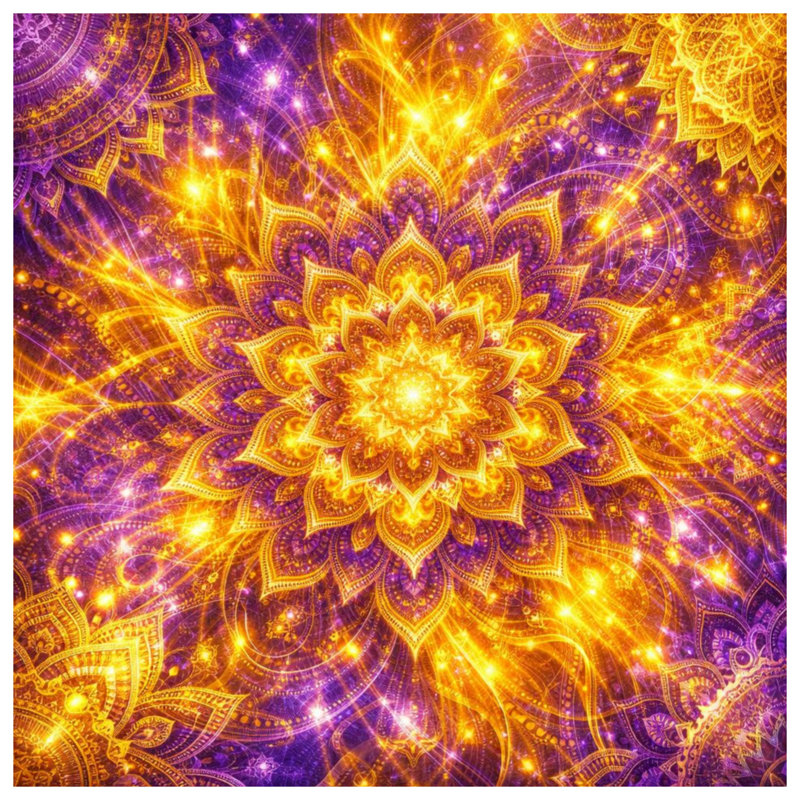 Rideaux de fenêtre Golden Mandala, Transparent, 50" x 80" - 1 Panel