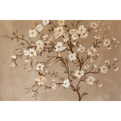 Décoration murale amovible à motif floral avec fleurs et fleurs blanches