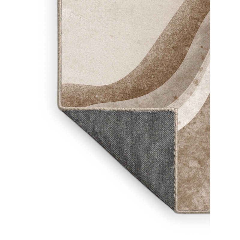 Soft Plush Collier Dead Sea Landscape Minimalist Area Rug in Beige – Beige Binding, 3x5