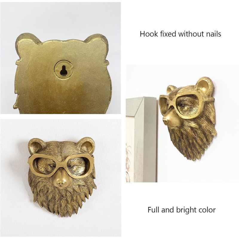 Gold Resin Bear Head Wall Decor