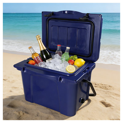 Glacière portative de 25 pintes avec ouvre-bouteille - Glacière isotherme bleue pour le camping et la fête d'avant-match