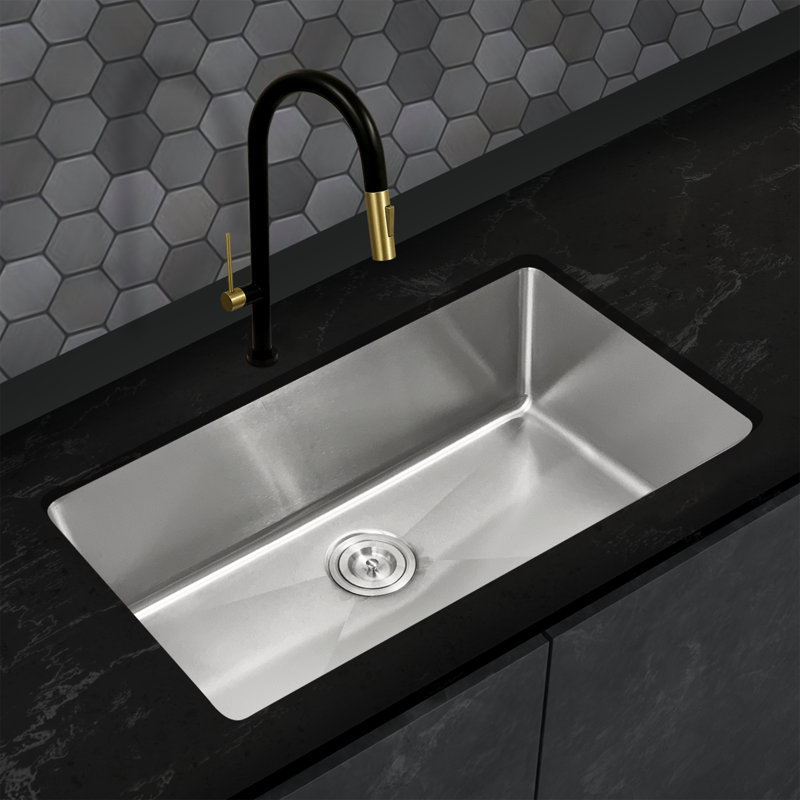 Évier de cuisine en acier inoxydable à simple cuve à extension étroite KBFmore, 2 pièces Gadgets, L 9 po x L 31 po x H 9 po