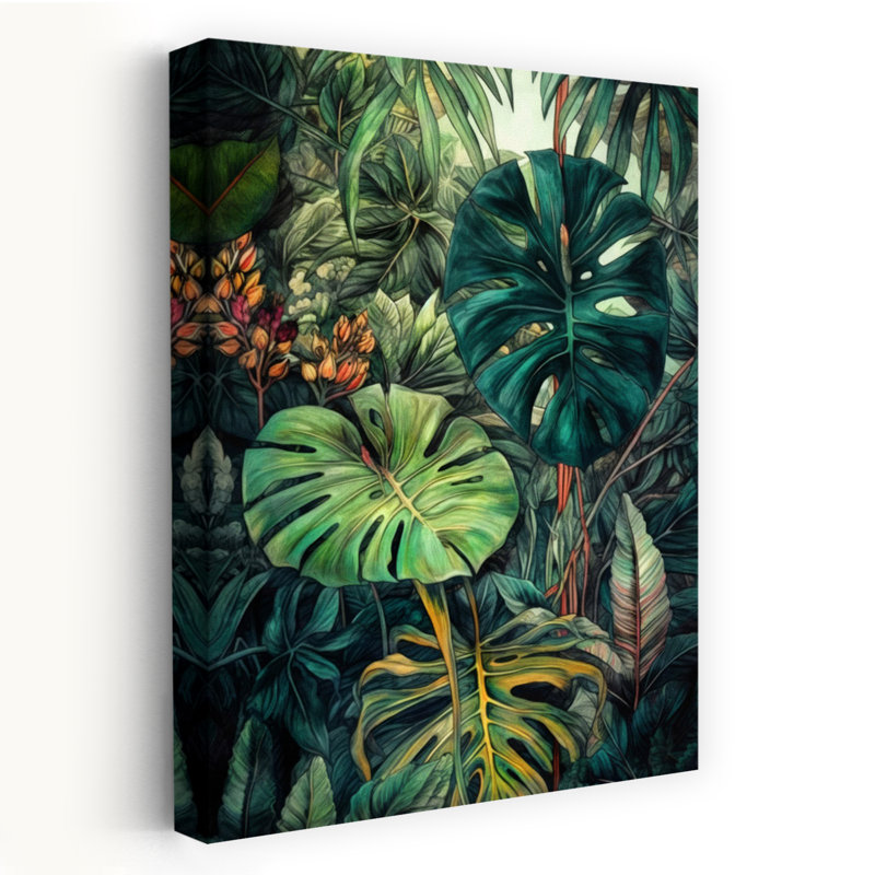Lush Tropical Leaves Abstract Succulent Flower Nature Wall Art Print 1 Piece Wrapped Canvas Wall Art, 91.44cm H x 60.96cm W