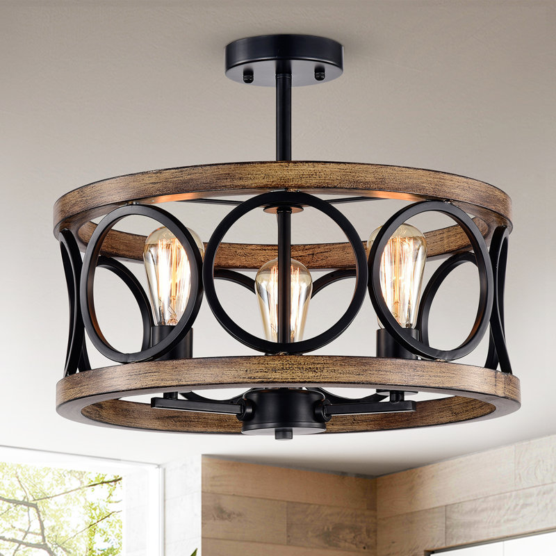 Plafonnier semi-encastré 3 lumières 17,72 po Lali