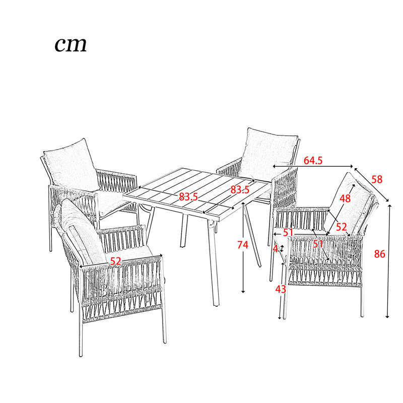 Pyrgos 4 - Person Garden Lounge Set with Cushions, Beige