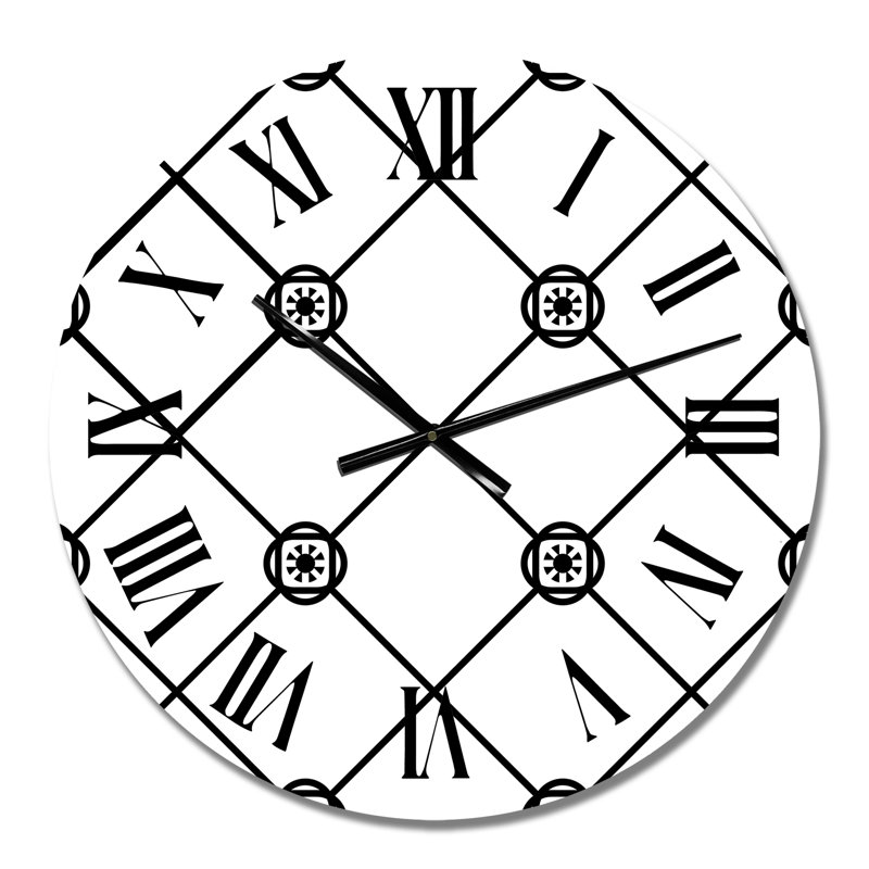 Horloge murale à motif géométrique carreaux de diamant noir et blanc, Moyen
