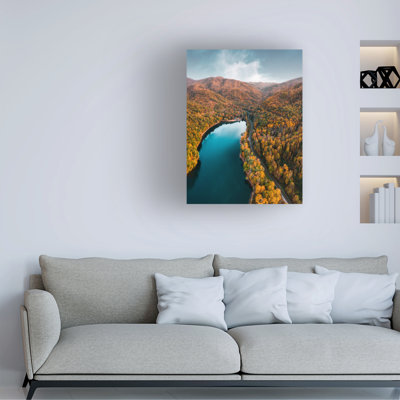 Wrapped Canvas Wall Art - Jared Kreiss 'Fall Lake' Wall Art for Living Room, Bedroom, or Office Décor - 24x32