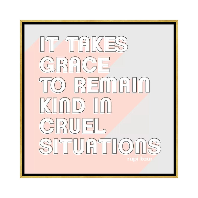 « Be kind I » par Grace Popp-impression d’art textuel, Toile encadrée d'or, Pas de tapis, H 18 po x l 18 po x 1,5 po