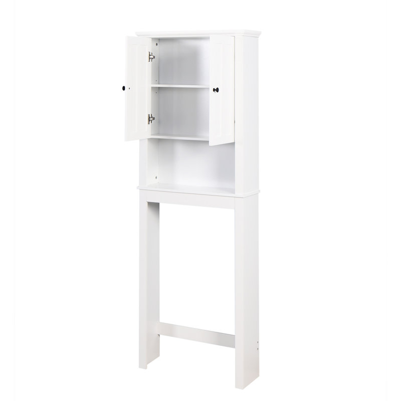 White Over Toilet Bathroom Shelf Cabinet - Construction, Adjustable Shelf, 24.11X7.72X69.13 Inch Quality Engineered Wood, Spacious, White,