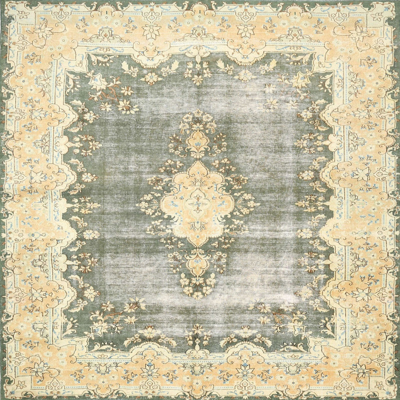 Tapis beige/gris traditionnel Sassa, Carré 4 pi