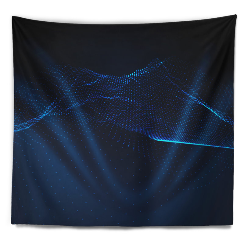 Tapisserie «Spacescape 3D Wave Glowing Particles», H 32 po x l 39 po