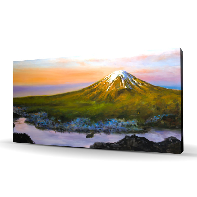 Paysage, mont Fuji - toile verte décorative pour la maison
