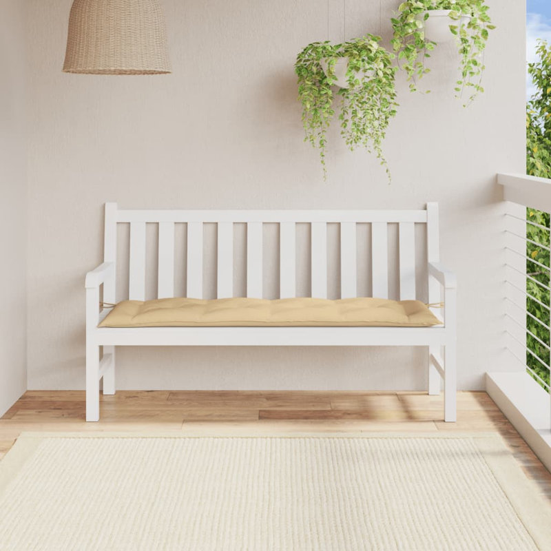Ebern Designs Garden Bench Cushion 2.8" Fabric, 59.1" W x 19.7" D, Melange Beige