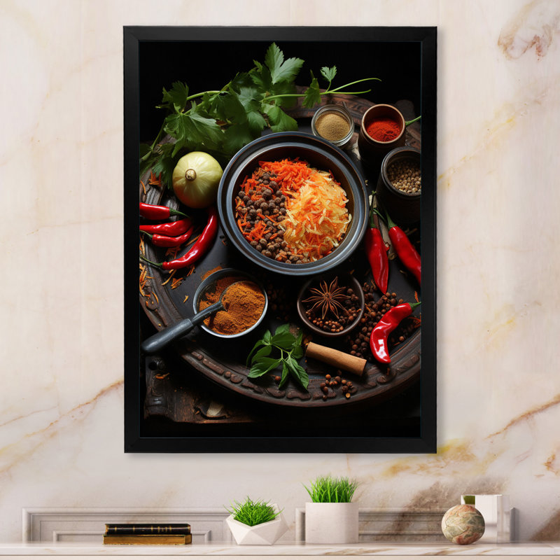 Cuban Cuisine - rouge sur toile, Cadre photo noir, H 20 po x l 12 po x P 1 po