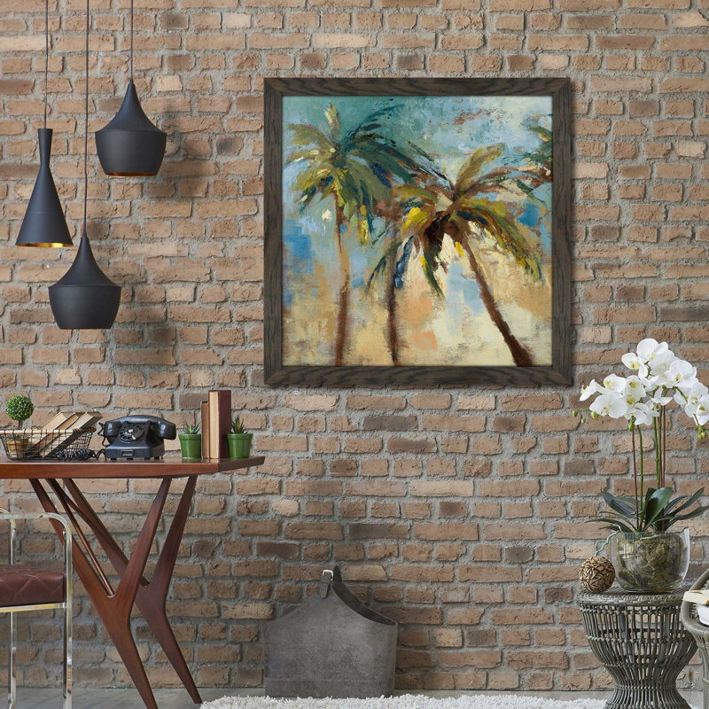 « island matin palms i », reproduction d’art encadrée en acrylique, H 27,5 po x l 27,5 po x P 0,75 po