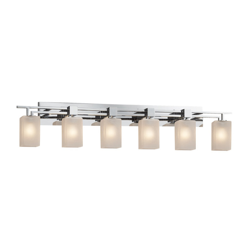 Applique murale 6 lumières Rithu, Cylindre avec rebord plat, Opale, Nickel brossé