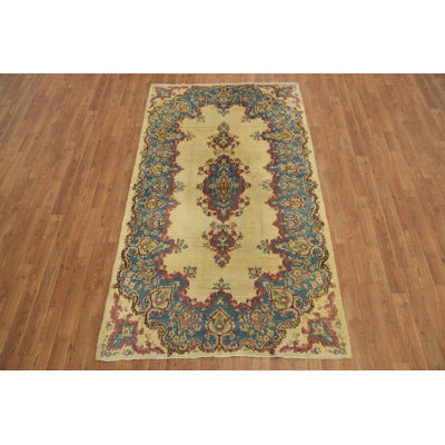 Tapis en laine à motif floral rétro de qualité supérieure 4 x 7
