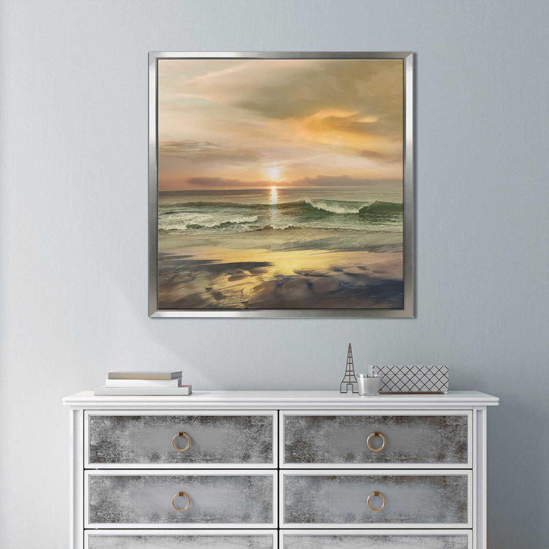 «Monterey», reproduction, H 31,5 po x l 31,5 po x P 2 po, Cadre flottant argent