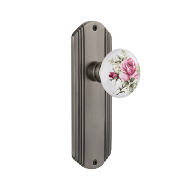 Plaque décorative avec bouton de porte en porcelaine blanche