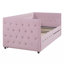 Lit de jour capitonné et capitonné, canapé-lit en velours avec motif de rivets, sans sommier tapissier, rose