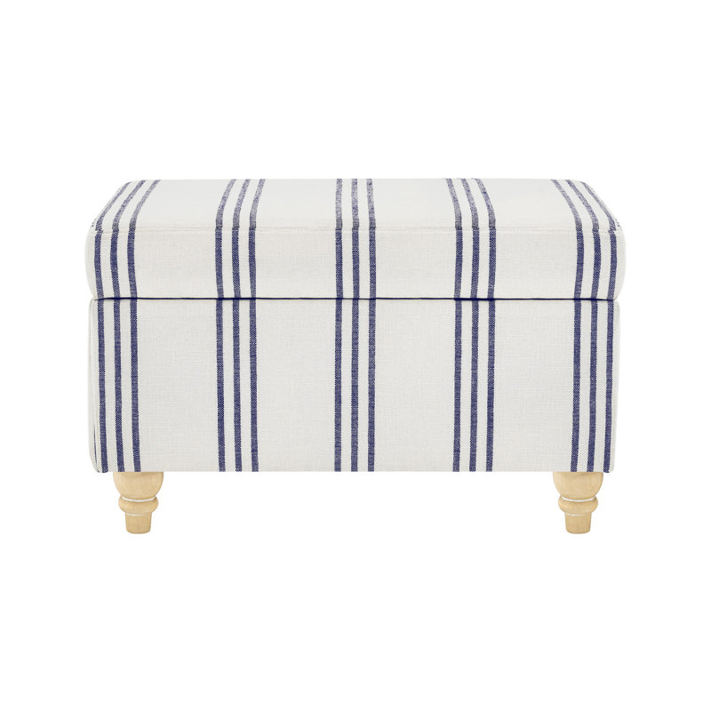 Banc de rangement avec repose-pieds Mercury, Rayures bleu marine