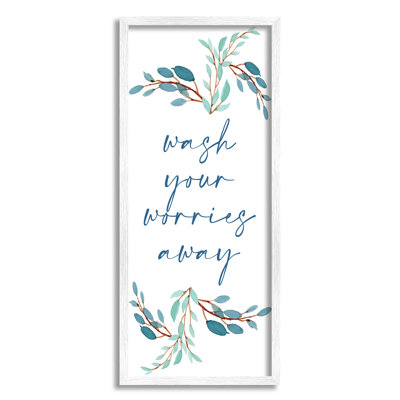 Ae-879 " Wash Your Worries Away Bathroom Phrase Blue Plants "