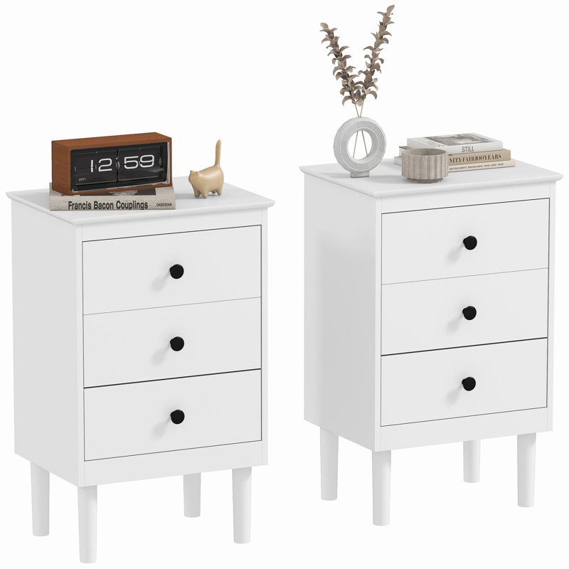 Ensemble de 2 tables de chevet avec 3 tiroirs pour la chambre à coucher