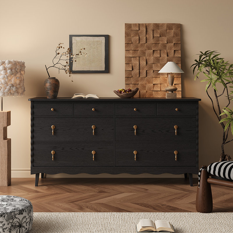 Buffet de luxe rétro français, Noir, H 31,1 po x l 55,1 po x P 17,7 po