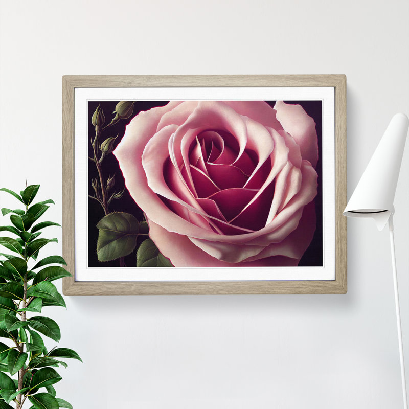 An Exceptional Rose Flower - Framed Print, 46cm H x 64cm W x 2cm D, Oak
